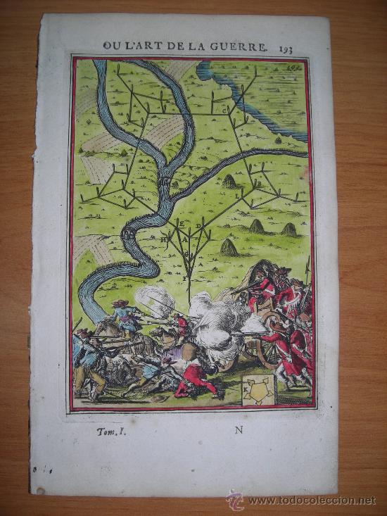 Arte: Escena de guerra, Mallet, 1696 - Foto 1