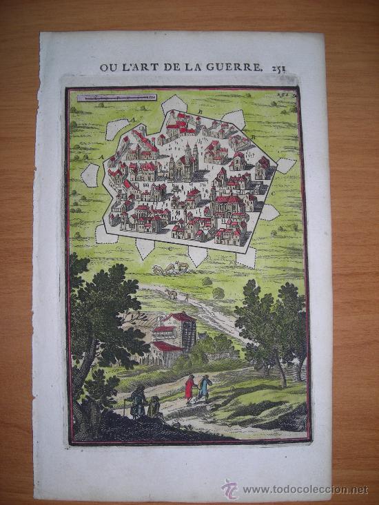 Arte: Proyecto de ciudad fortificada, Mallet, 1696 - Foto 1