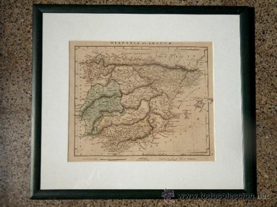 Arte: grabado mapa espa&ntilde;a 1828 - Foto 1