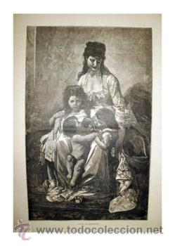 Arte: Antiguo Grabado:  AMOR MATERNAL. 1884. - Foto 1