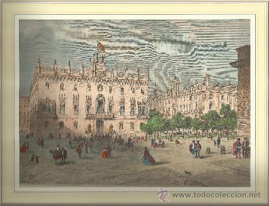 Arte: BARCELONA 1860. GRABADO. LA ADUANA. - Foto 1