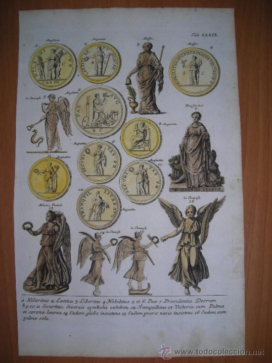 Arte: Monedas y figuras aleg&oacute;ricas, Montfaucon,1757 - Foto 1