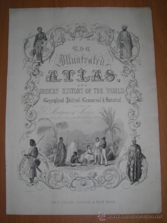 Arte: Portada de t&iacute;tulo de Atlas, John Tallis, 1851 - Foto 1