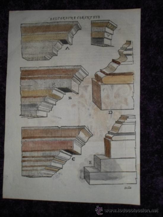 Arte: Cornisas, basas y capitel renacentistas, Sebastiano Serlio, 1565 - Foto 2