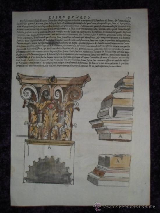 Arte: Cornisas, basas y capitel renacentistas, Sebastiano Serlio, 1565 - Foto 3
