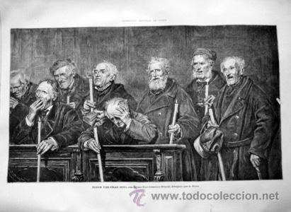 Arte: Antiguo Grabado : HODIE TIBI, CRAS MIHI, cuadro Pier Celestino Gilardi. 1885. Ilustraci&oacute;n Art&iacute;stica