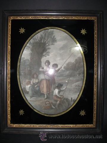 Arte: WILLIAM HAMILTON, IMPRESION ILUMINADA ORIGINAL DE FRANCESCO BARTOLOZZI, 1790. MARCO ORIGINAL - Foto 1
