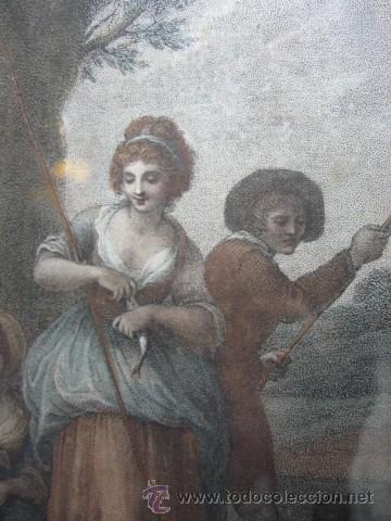 Arte: WILLIAM HAMILTON, IMPRESION ILUMINADA ORIGINAL DE FRANCESCO BARTOLOZZI, 1790. MARCO ORIGINAL - Foto 3