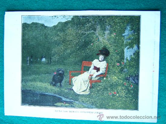 Art: RETRATO DE MISTRESS JERKES - CUADRO DE JAN VAN BEERS - DIBUJANTE ANDRE & SLEIGH - 18X26 CM. - 1903