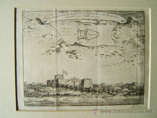 VUE SUD OUEST DU FORT DE WINNEBRA OU WIMBRA - (GHANA) - SMITH - 16X21 CM - AÑO 1727 (Arte - Grabados - Antiguos hasta el siglo XVIII)