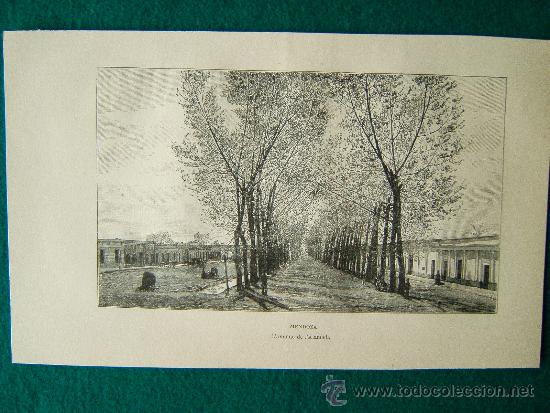 Art: MENDOZA. L'AVENUE DE L'ALAMEDA - ARGENTINA - L. MOULIGNIE - 14X22 CM. - 1890 - 1&ordf; EDITION