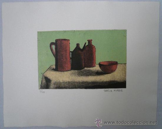 Arte: GRABADO - BODEG&Oacute;N CON JARRA Y BOTELLA. - Foto 1
