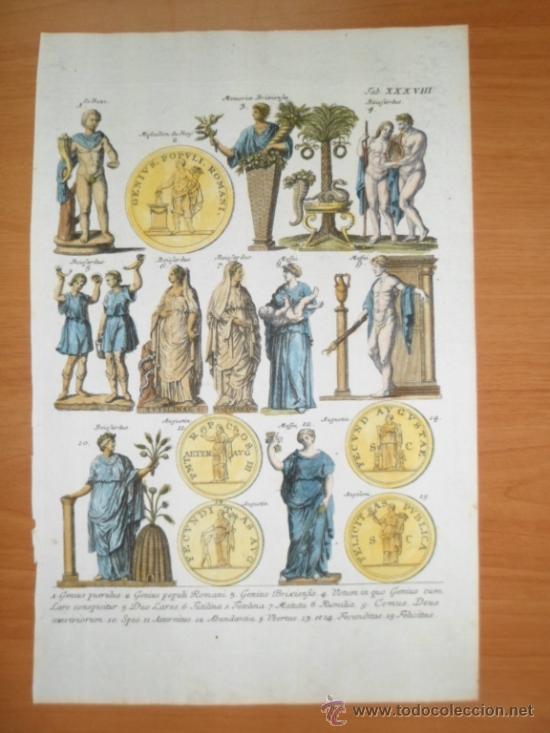 Arte: Figuras aleg&oacute;ricas y monedas romanas, 1757, Montfaucon - Foto 2