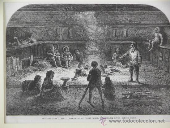Arte: (Escenas de Alaska: interior de casa india)