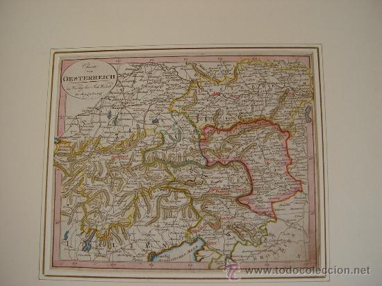 Art: Mapa de Austria y el Tirol - Grabado original coloreado - J. Walch, 1812
