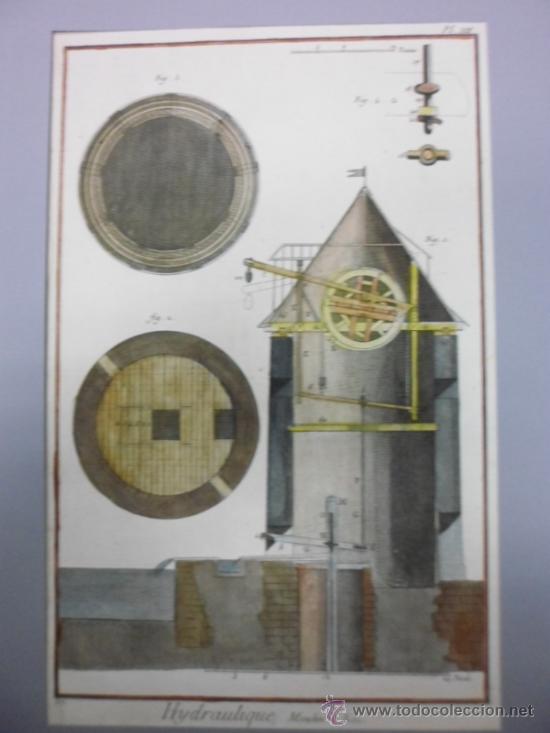 Arte: Molino Hidr&aacute;ulico de Agua, 1771, Diderot - Foto 1