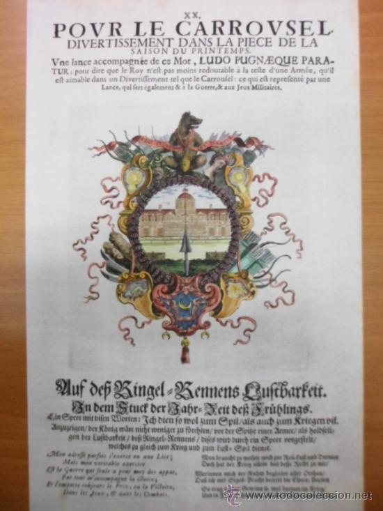 Arte: Emblema de edificio y lanza, 1690, Sebastian Leclerc - Foto 1