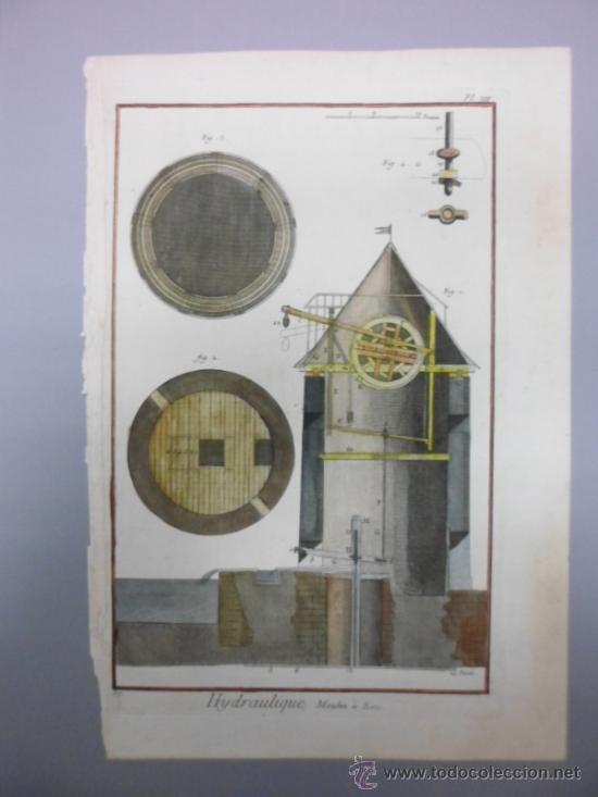 Arte: Molino Hidr&aacute;ulico de Agua, 1771, Diderot - Foto 4