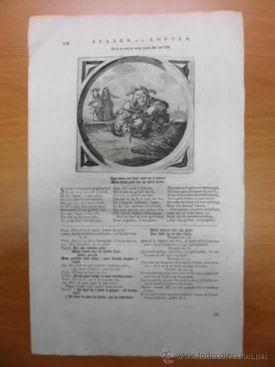 Arte: El buf&oacute;n y escena de la vida cotidiana, 1680, J. Cats - Foto 2