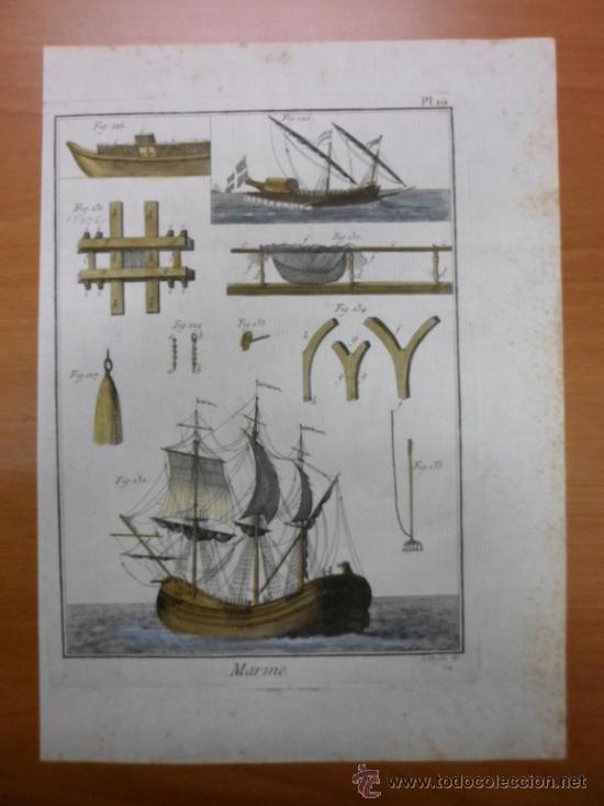 Arte: Distintas partes del barco a vela, 1760, Bernard - Foto 3