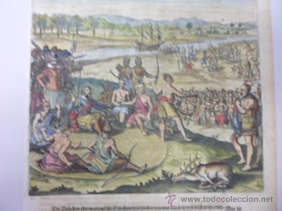 Arte: Nativos y espa&ntilde;oles conversando, 1655, Merian - Foto 5