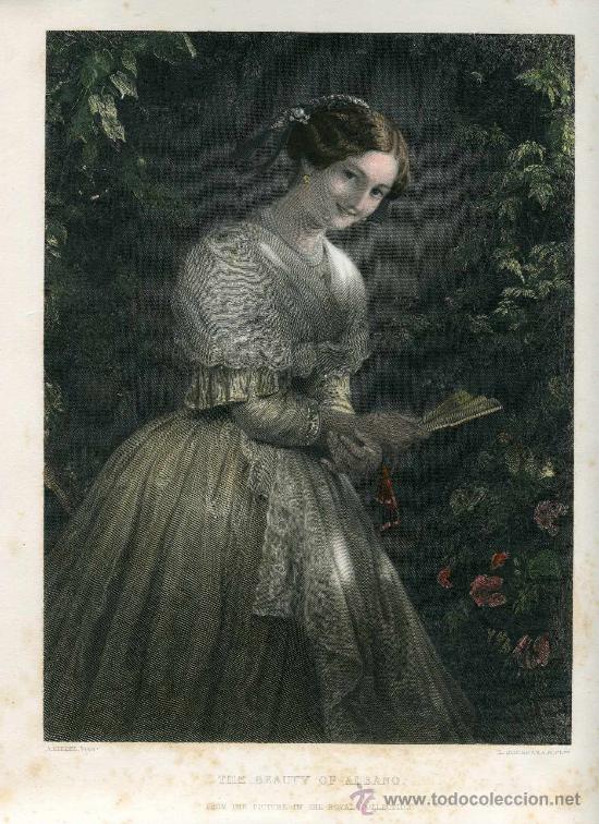 Art: The Beauty of Albano - Grabado coloreado - A. Riedel y L. Stocks - 1857