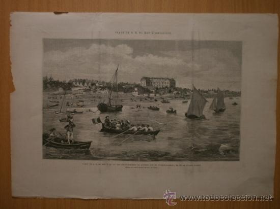 Arte: ARCACHON,PASEO DE S.M.EL REY Y SS.AA. J.COMBA. TOMO ILUSTRACION ESPA&Ntilde;OLA Y AMERICANA FINALES 1800.