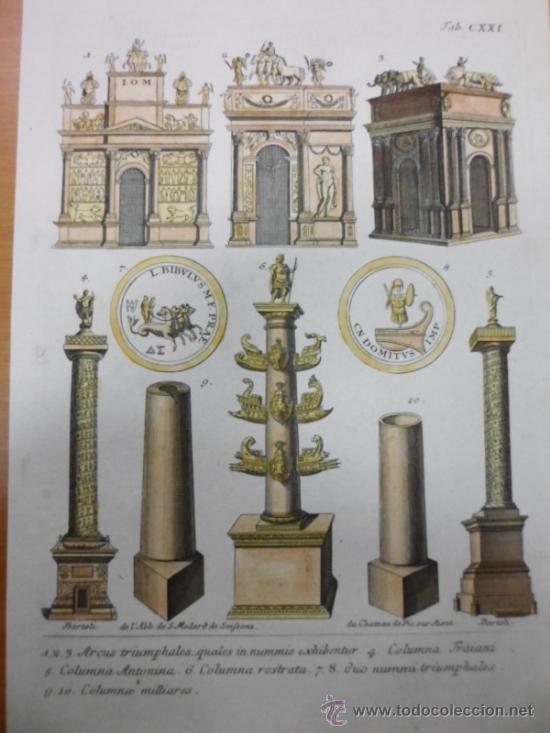 Arte: Arcos y columnas triunfales romanas, 1757, Bernard de Montfaucon - Foto 1