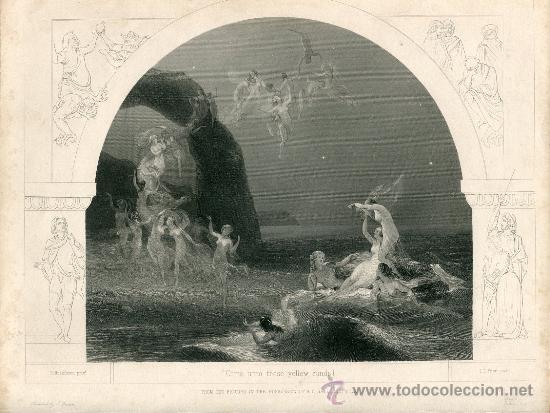 Art: 'Come unto these yellow sands' litografia por T.A. Prior sobre obra de R. Hurkisson