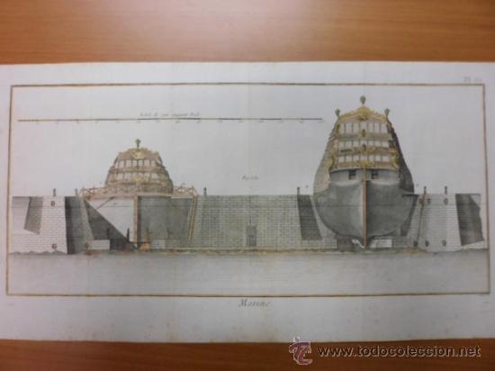 Arte: Gran barco en el astillero, 1760, An&oacute;nimo - Foto 2