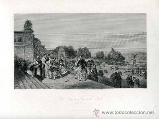 Art: Nueva York, la Terraza de Central Park - Grabado original - G. R. Hall, 1872