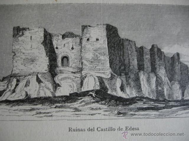 Kunst: RUINAS DEL CASTILLO DE EDESA.GRABADO DEL A&Ntilde;O 1881 .11X6