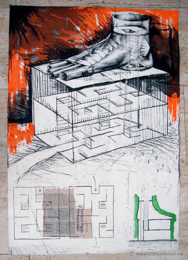 Arte: Aguafuerte y collage Andr&eacute;s Nagel pie - Foto 1