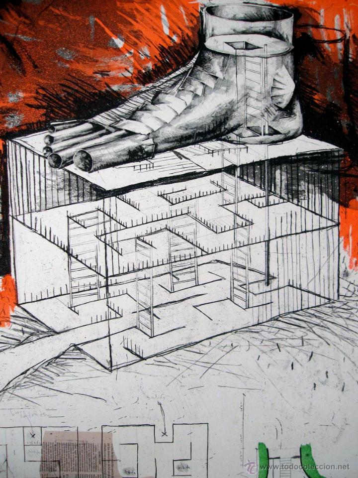 Arte: Aguafuerte y collage Andr&eacute;s Nagel pie - Foto 4