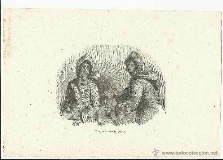 Arte: antiguo grabado tipos de mujer de borneo - Foto 1