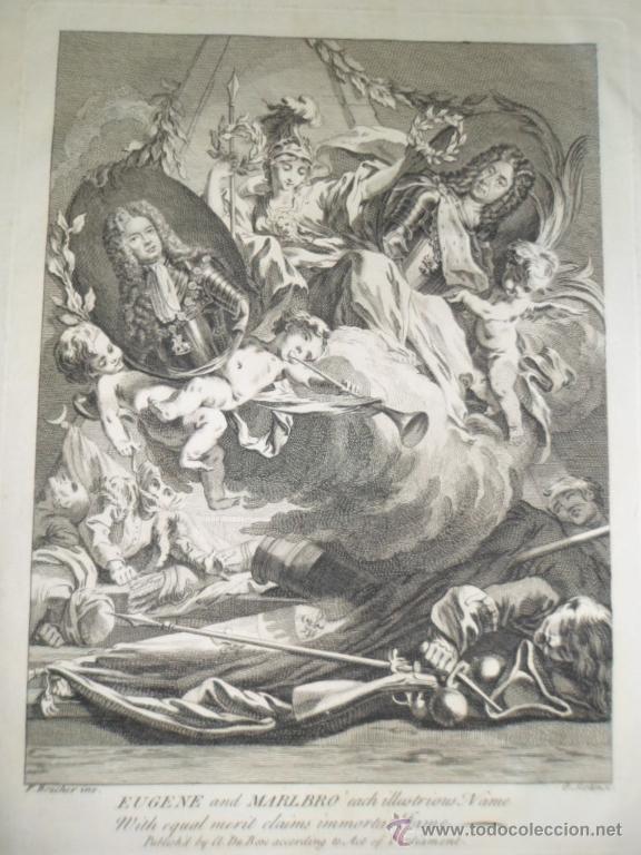 Arte: Frontispicio de libro de historia, 1736, Du Bosc - Foto 2