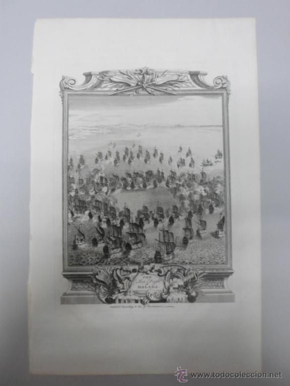 Arte: Batalla naval de Malaga (Espa&ntilde;a), 1735, Du Bosc - Foto 1