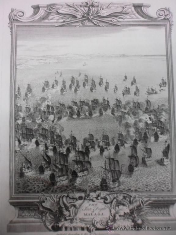 Arte: Batalla naval de Malaga (Espa&ntilde;a), 1735, Du Bosc - Foto 2