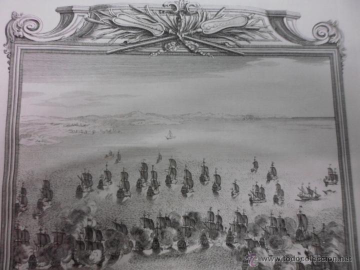 Arte: Batalla naval de Malaga (Espa&ntilde;a), 1735, Du Bosc - Foto 4