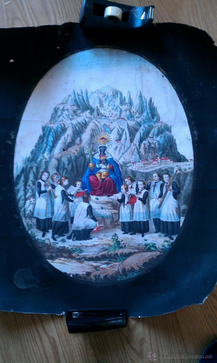 Arte: CA. 1850 GRABADO DE MONTSERRAT AL COBRE, ILUMINADO DE EPOCA 69 X 35 CM.