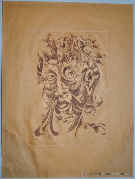 Arte: interesante aguafuerte original a documentar , grabado original - Foto 2