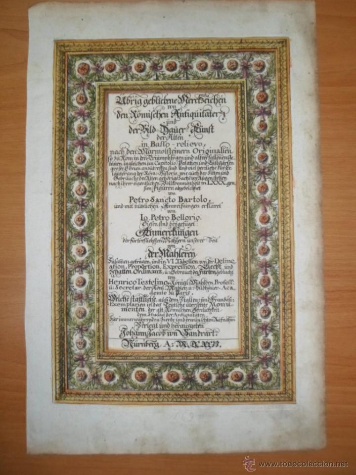 Arte: Portada de libro, 1692, Bartoli Bellorio - Foto 2