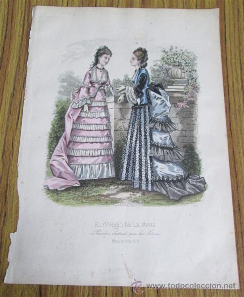 Arte: Grabado antiguo - Correo de la moda - Foto 1