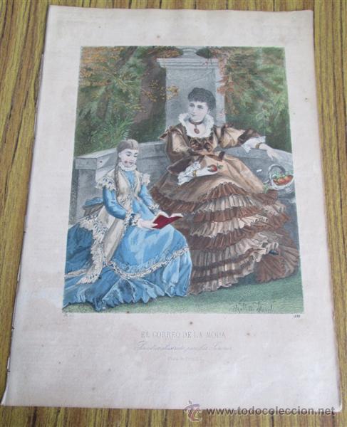 Arte: Grabado antiguo - Correo de la moda - Foto 1