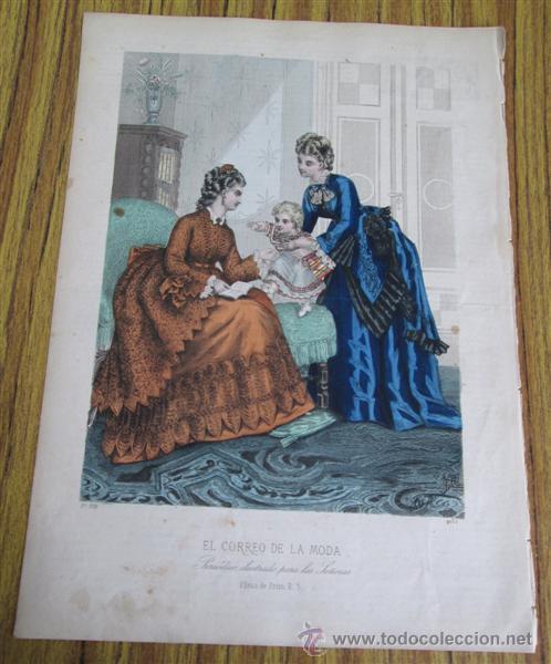 Arte: Grabado antiguo - Correo de la moda - Foto 1