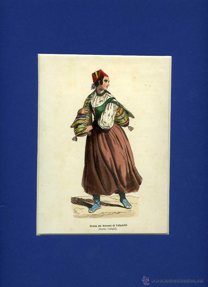 Arte: GRABADO TIPOS DEL PAIS VALLADOLID TRAJE REGIONAL SIGLO XIX