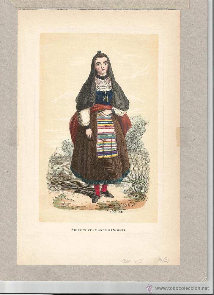 Arte: GRABADO TIPOS DE PAIS SALAMANCA TRAJE REGIONAL 1851