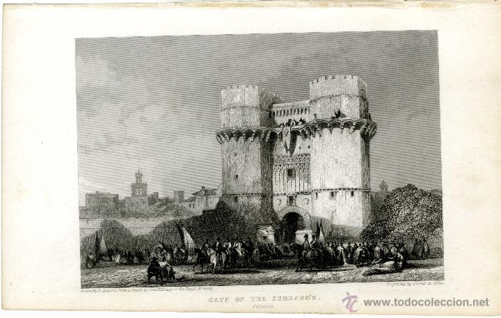 Arte: Valencia, torre de los Serranos. David Roberts, 1837 - Foto 1