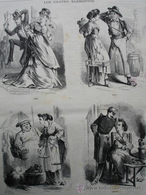 Art: LOS 4 ELEMENTOS AIRE TIERRA AGUA FUEGO .A&Ntilde;O 1870.