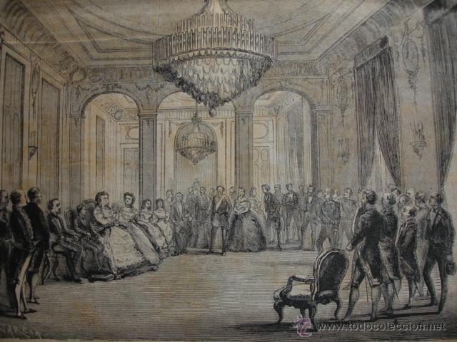 Arte: ABDICACION DE LA REINA ISABEL EN FAVOR DE SU HIJO ALFONSO. A&Ntilde;O 1870.